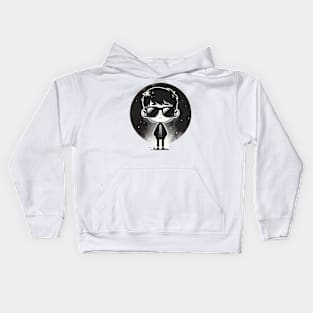 cool kid with big head Kids Hoodie